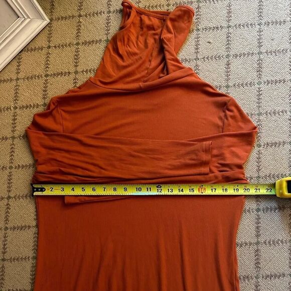 Orange Long sleeve turtle neck T-shirt with attached face mask - NOWT L - Picture 8 of 12